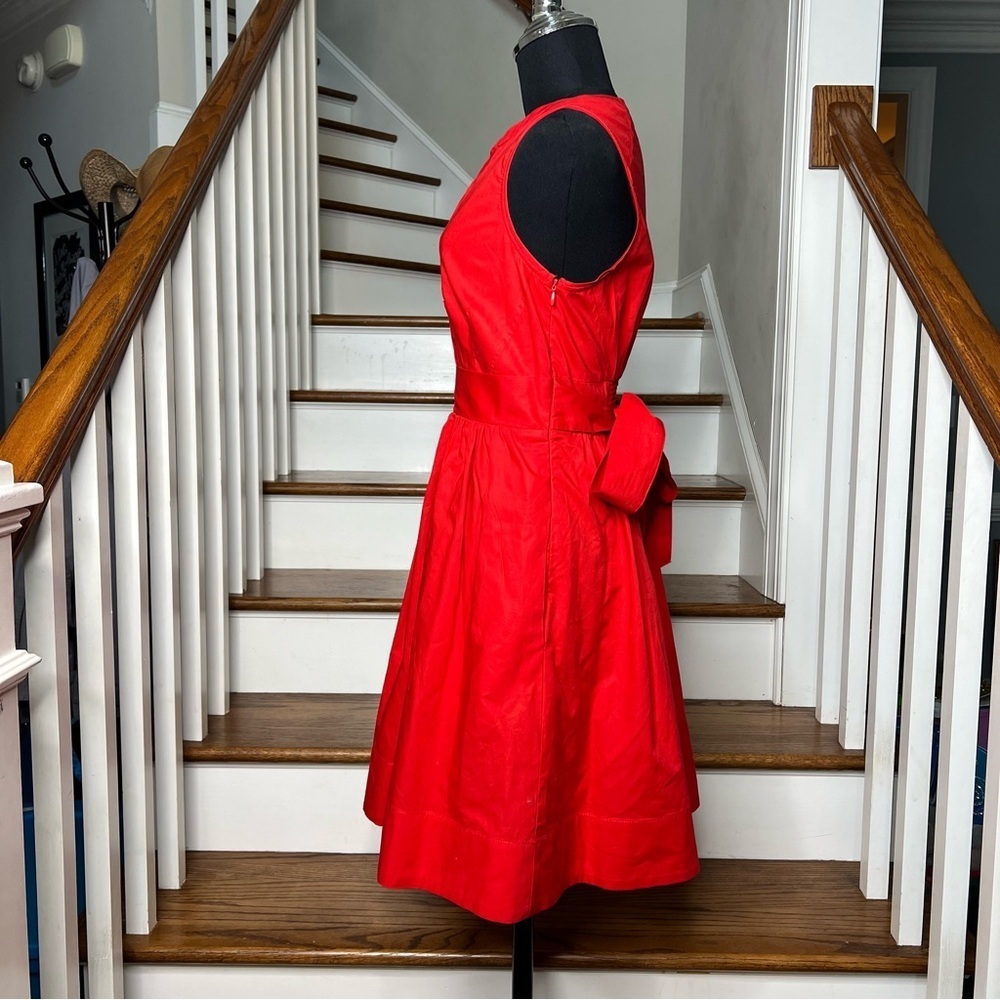 Anthropologie Maeve Adrian Red Midi Sleeveless Smocked Shirt Dress - Picture 5 of 9